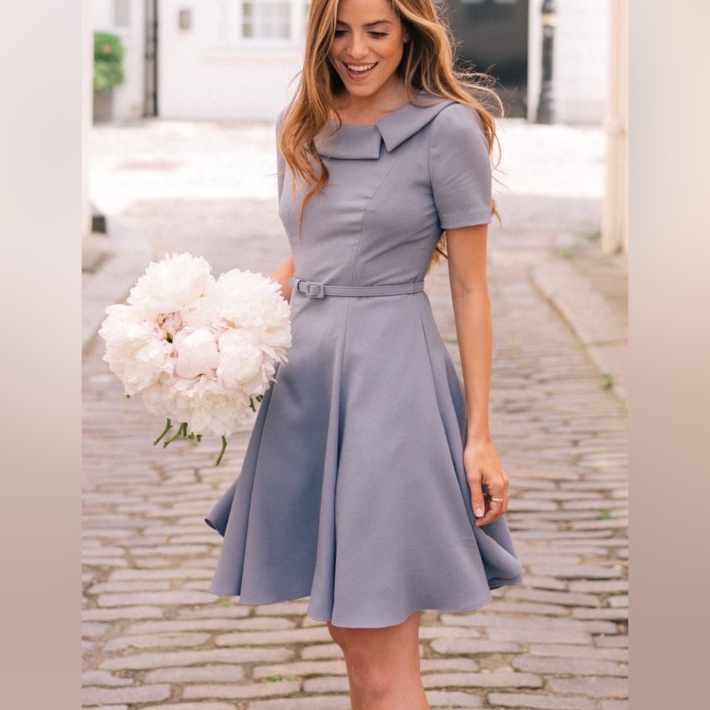 Gal Meets Glam Thea A-Line Fit Flare Collared Belted Size 2